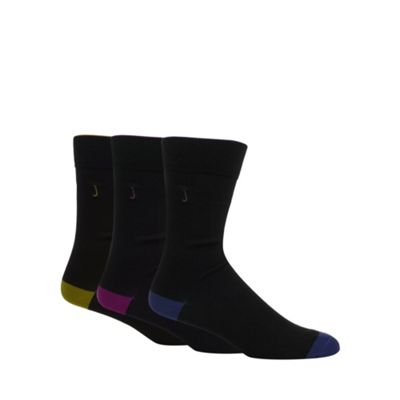 J by Jasper Conran Designer pack of three black plain tipped socks